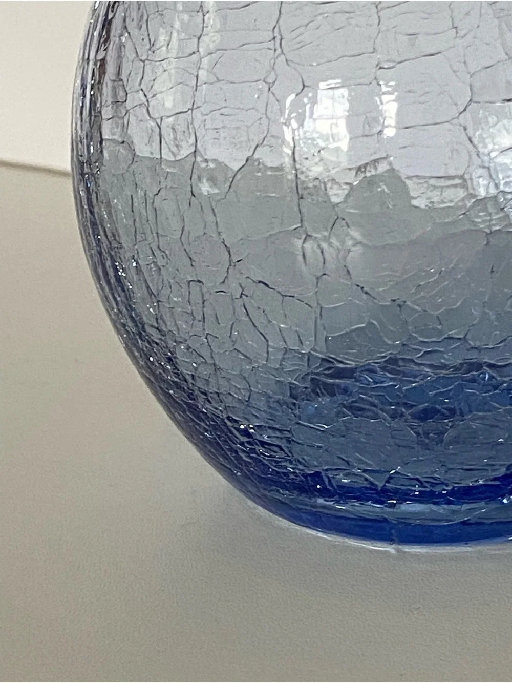 Vintage Ice Blue Crackle Glass Bulb Forcing Vase 5.5” MCM Hyacinth Tulip EUC